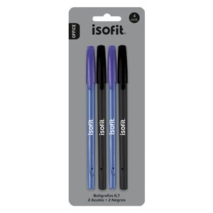 Pack X 4 Blister De 4 Bolígrafo 0,7Mm 2 Azules Y 2 Negros – Isofit