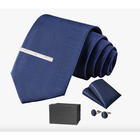 Riqui - Set Corbata, Pañuelo Seda, Gemelos Azul