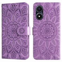 Funda Tipo Cartera Foxdock Para Vivo Y02S , Diseño Girasol En Relieve, Cuero Pu, Cierre Magnético, Soporte Y Tarjetero