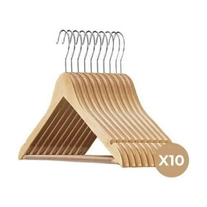 Masterprox - Colgadores De Ropa Madera Set 10 Ganchos