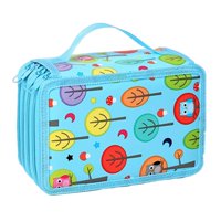 Magideal - Bolsa De Lápices De 2 Capas Con 72 Ranuras, Bolsa De Papelería, Bolsa De Maquillaje, Funciones, 7,87X4,92X3,15 Pulgadas, Doble Cremallera, Bolsa , Azul Claro
