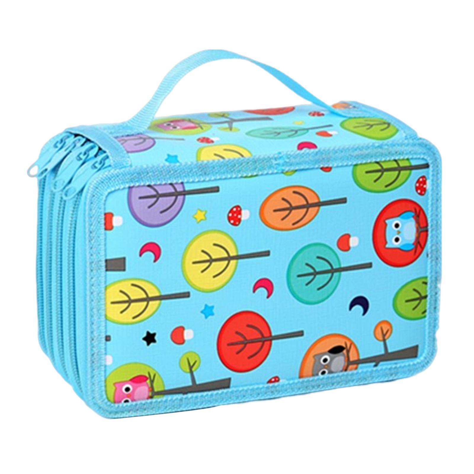 Magideal - Bolsa De Lápices De 2 Capas Con 72 Ranuras, Bolsa De Papelería, Bolsa De Maquillaje, Funciones, 7,87X4,92X3,15 Pulgadas, Doble Cremallera, Bolsa , Azul Claro