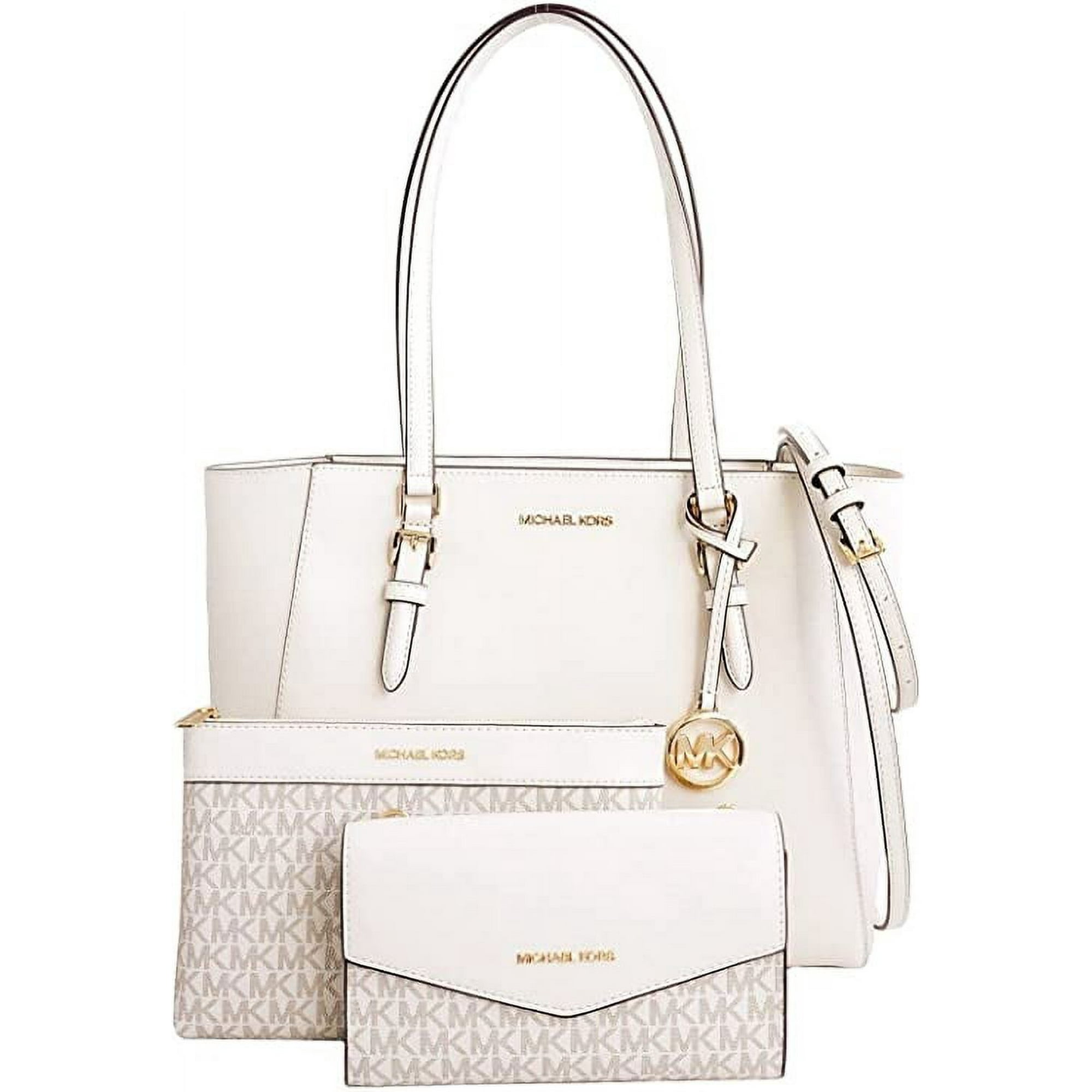 Cartera Michael Kors Charlotte Large 3in1 Tote Crossbody Handbag Leather Light Cream