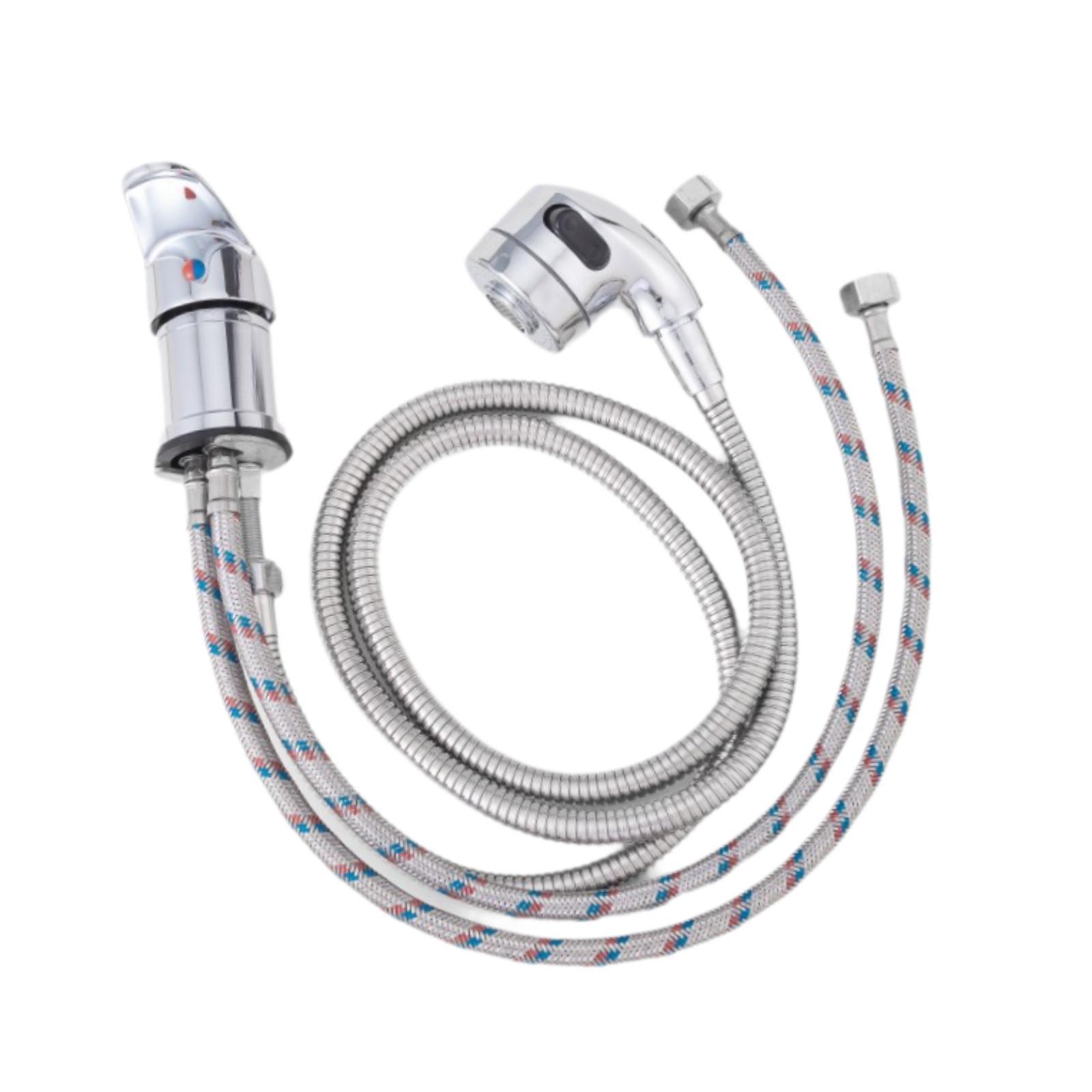 Ioensy - Kit De Grifo Y Rociador Para Cuenco De Champú, Válvula Mezcladora Fría Y Caliente Para Cabezal De Rociador Plateado Para Hotel Y Hogar