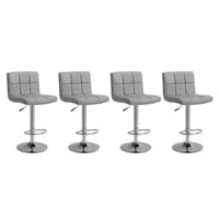 Global Latin Group - Pack 4 Sillas Taburete Tipo Bar Ajustable 60-80Cm Con Respaldo Gris
