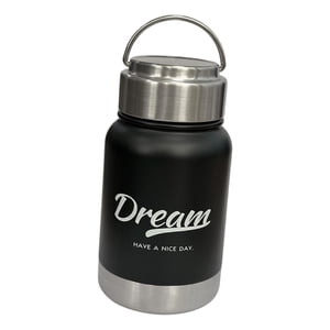 Ioensy - Botella De Agua Aislada, Termo De Boca Ancha Con Asa, Taza De Viaje Negra