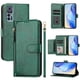 thumbnail image 5 of Funda tipo cartera para TCL 30 4G/5G con bolsillo con cremallera, tarjetero, soporte, correa para la muñeca y tapa de cuero verde, 5 of 5
