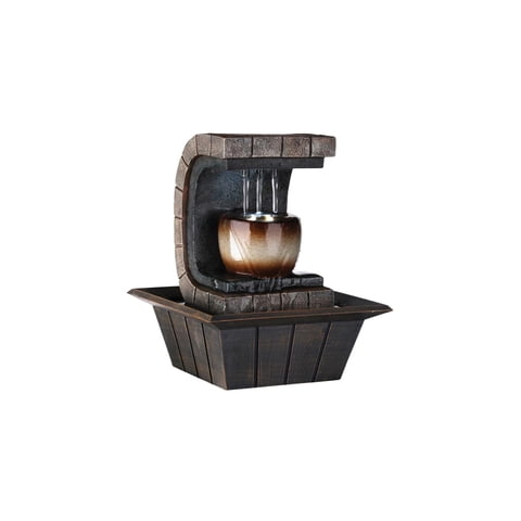 Benzara - Fountain Benjara, Marco De Poliresina En Forma De C Con Luces Led, Color Marrón