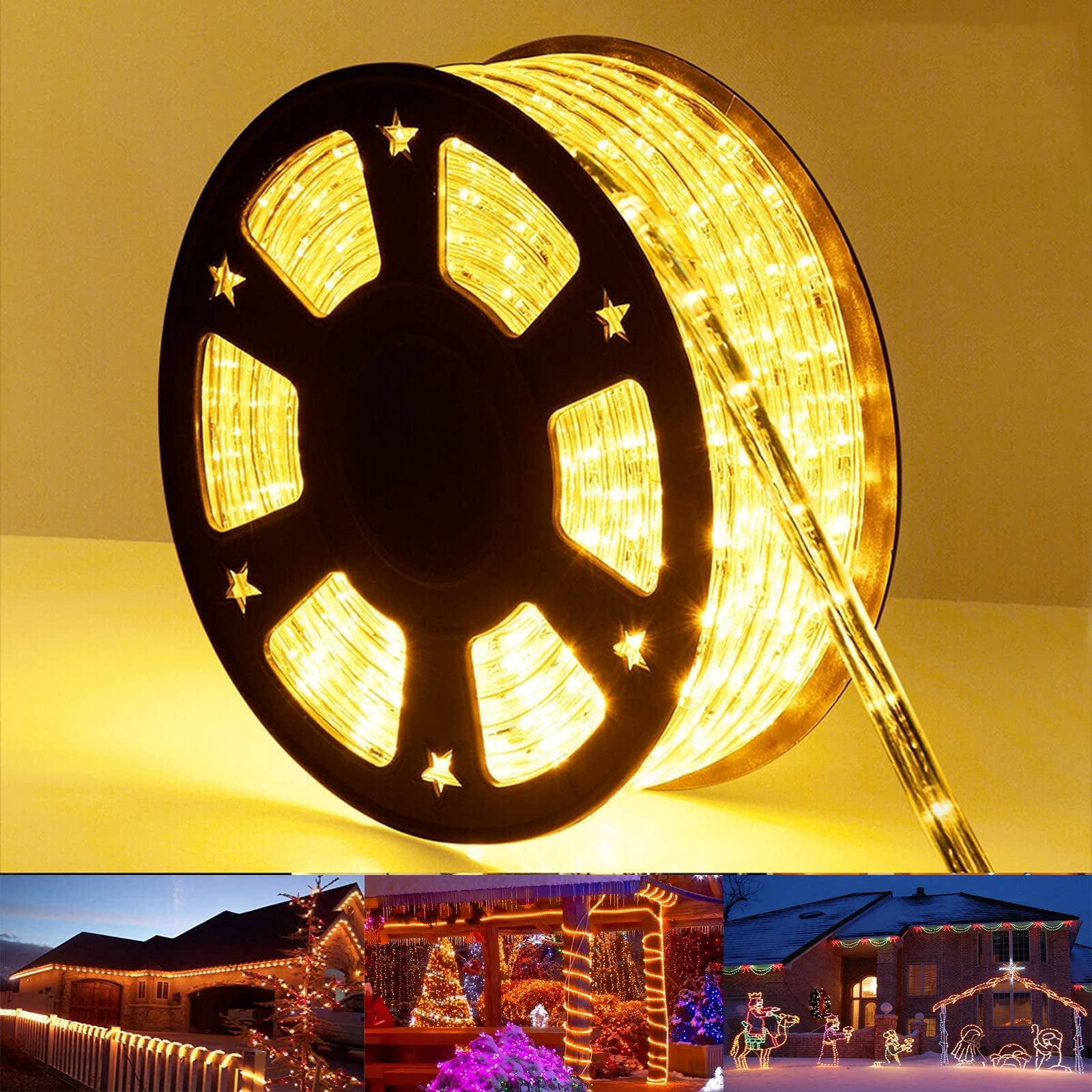 Luces Led Tipo Cuerda Jnaurb, 100 Pies, Impermeables, Para Exteriores, 720 Led