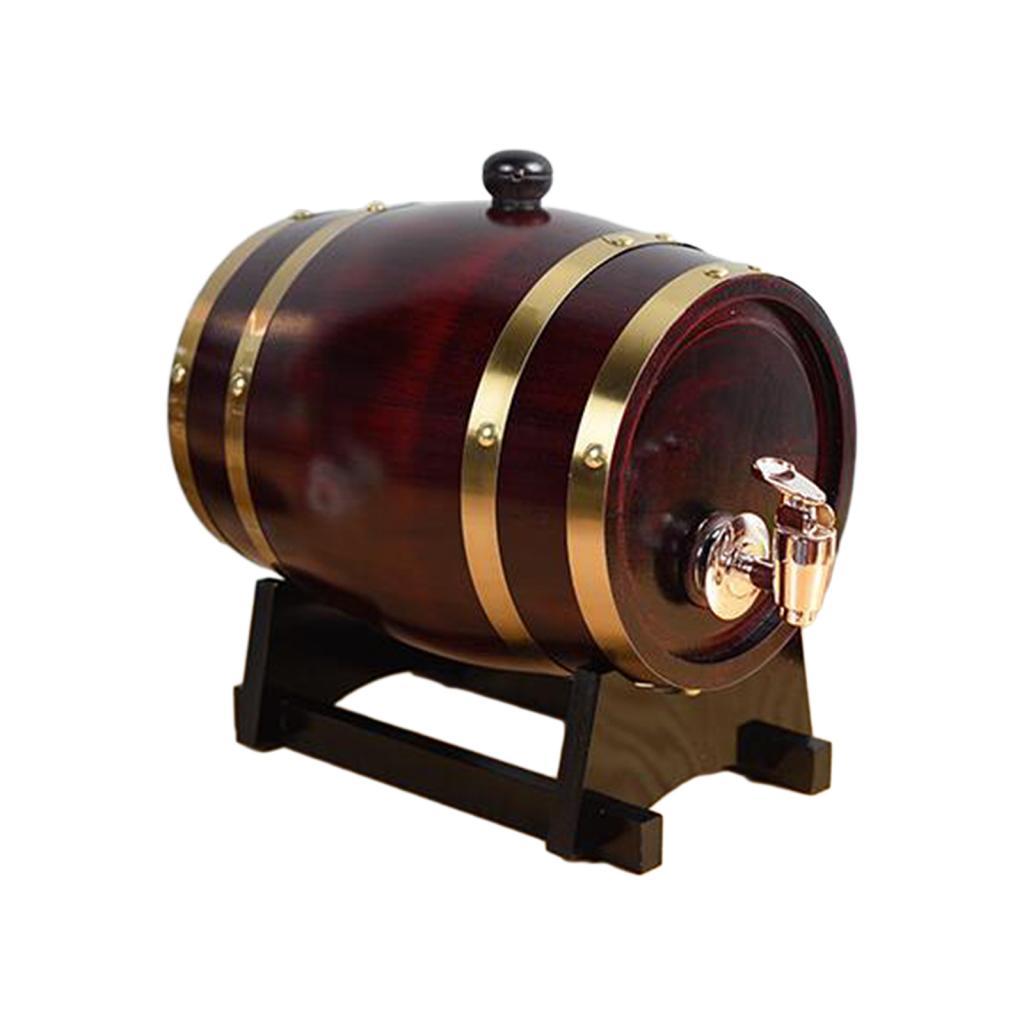 Magideal - Barril De Vino Con Soporte Con Decoraciones Para Grifo, Barril De Vino De Madera Creativo, Dispensador De Barril De Madera Para Accesorios De Vino, , 1.5L 15 Litros