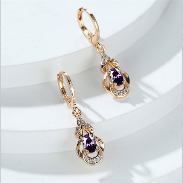 Women's Elegant Zircon Drop Earrings 18K Gold Plated Ear Jewelry Banquet Dinner Decor For Women Girls