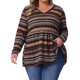 thumbnail image 1 of Agnes Orinda Conjuntos de Halloween para Mujeres Tallas Grandes Tops Babydoll Vintage a Rayas Boho Cuello en V Manga Larga Cintura Elástica Blusa Casual 1X Marrón, 1 of 6