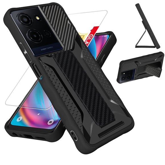 Funda para TCL K32 5G con soporte magnético, negra