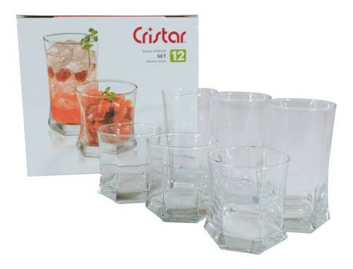 Cristar - Set De 12 Vasos Altos Y Cortos Vivaldi