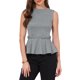 thumbnail image 1 of INSPIRE CHIC Blusas Peplum para Mujeres sin Mangas Cuello Barco Cinturón Top de Trabajo de Cuadros de Pata de Gallo XS Negro, 1 of 6
