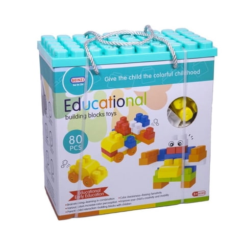 Click Ventas - Bloques De Construcción Caja 80 Pcs Ladrillos Carro Arrastre