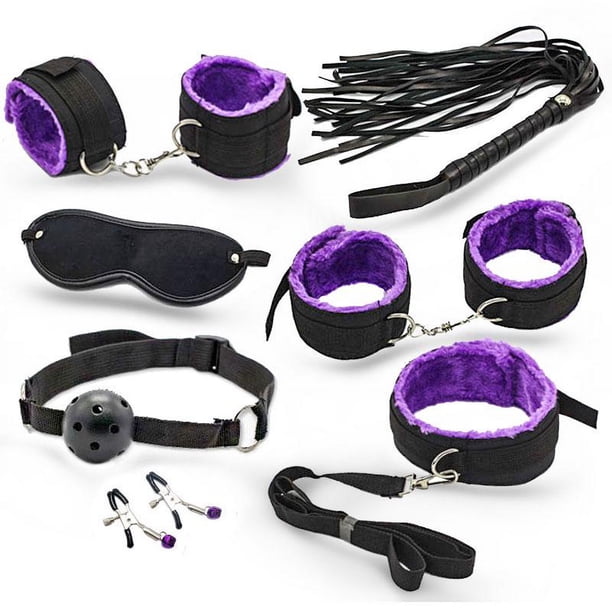 7pcs, Sexy Bed Restraints Set with Wrist and Ankle Cuffs, Eye Mask, Mouth Plug - Perfect for Adult Party Supplies and Intimate Play