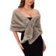 thumbnail image 4 of INSPIRE CHIC Chal de Piel Sintética para Mujer para Boda, Estola de Novia, Envolturas de Cóctel, Chal M Caqui, 4 of 6