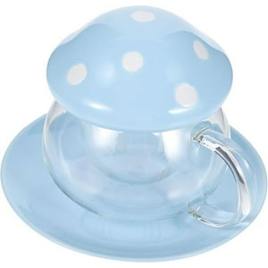 Veat00L - 1 Juego De Tazas Y Platos De Setas Con Tapa Y Plato, Tazas De Leche De Camelia, Tazas De Café, Tazas De Setas Con Tapa, Tazas De Té Filtrantes
