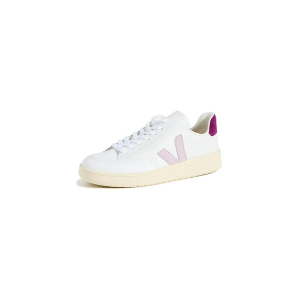 Zapatillas Veja V-12 para mujer, extra blancas, parmes/magenta, talla 8