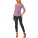 thumbnail image 2 of INSPIRE CHIC Blusa Fruncida para Mujer de Regreso a Clases con Botones Decorativos Cuello en V Manga 3/4 Top de Punto Sólido Gris Púrpura L, 2 of 6