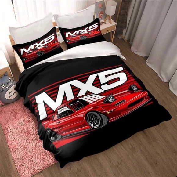 Miata MX-5 NA Racing Cartoon Jdm Car Drift Bedding Set,Duvet Cover Bed Set Quilt Cover, Boys Girls Adults Bed Sheets