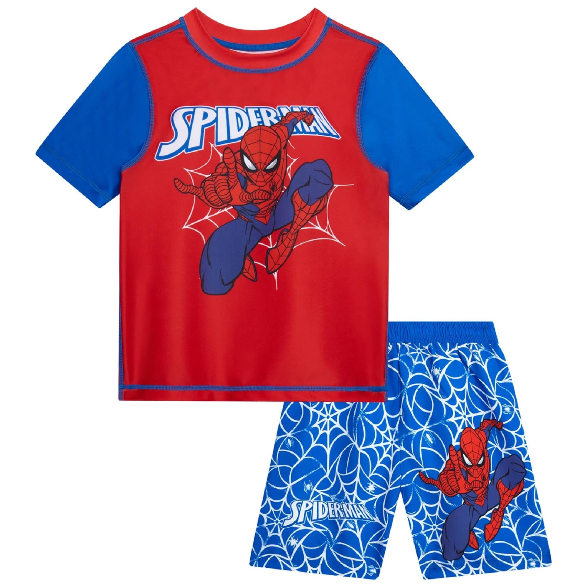 Set De Baño Marvel Boys Hulk Spiderman Rash Guard, 2 Unidades, Talla 8