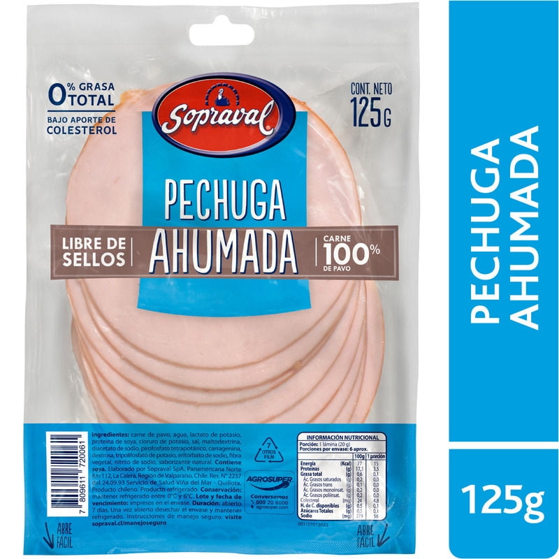 Pechuga Pavo Ahumada 125 g Sopraval