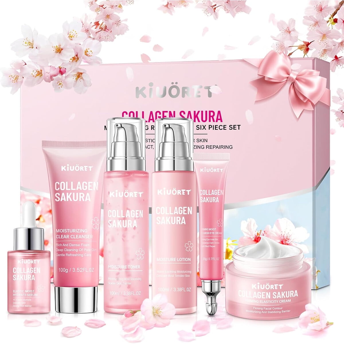Set Cuidado Facial Kiuoret Sakura Colageno 6 Piezas Hidratante