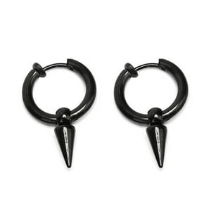 Millam - Aros Unisex Argolla De Acero Espina A Presión Negro Par