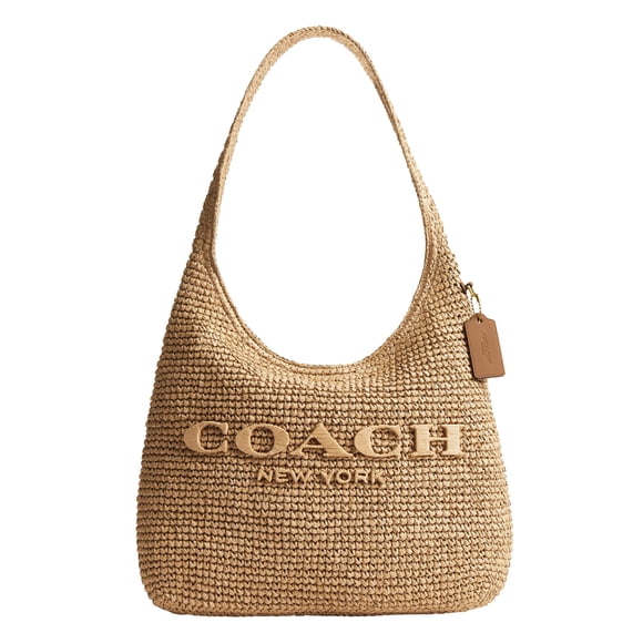 Bolso de Hombro Coach Brooklyn de Paja Natural 40 cm