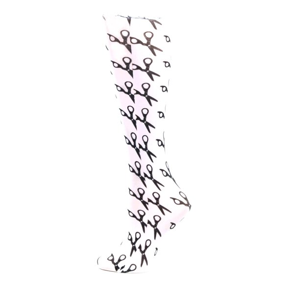 Calcetines de Compresión Celeste Stein 8-15 mmHg Blanco con Estampado de Tijeras