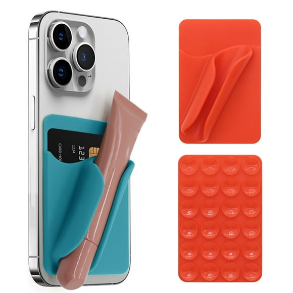 Ventosa Tipo Silicona Labial Lip Glaze Funda Teléfono Móvil Soporte Teléfono Móvil Funda Protectora Soft Shell Funda Protectora Teléfono-Naranja