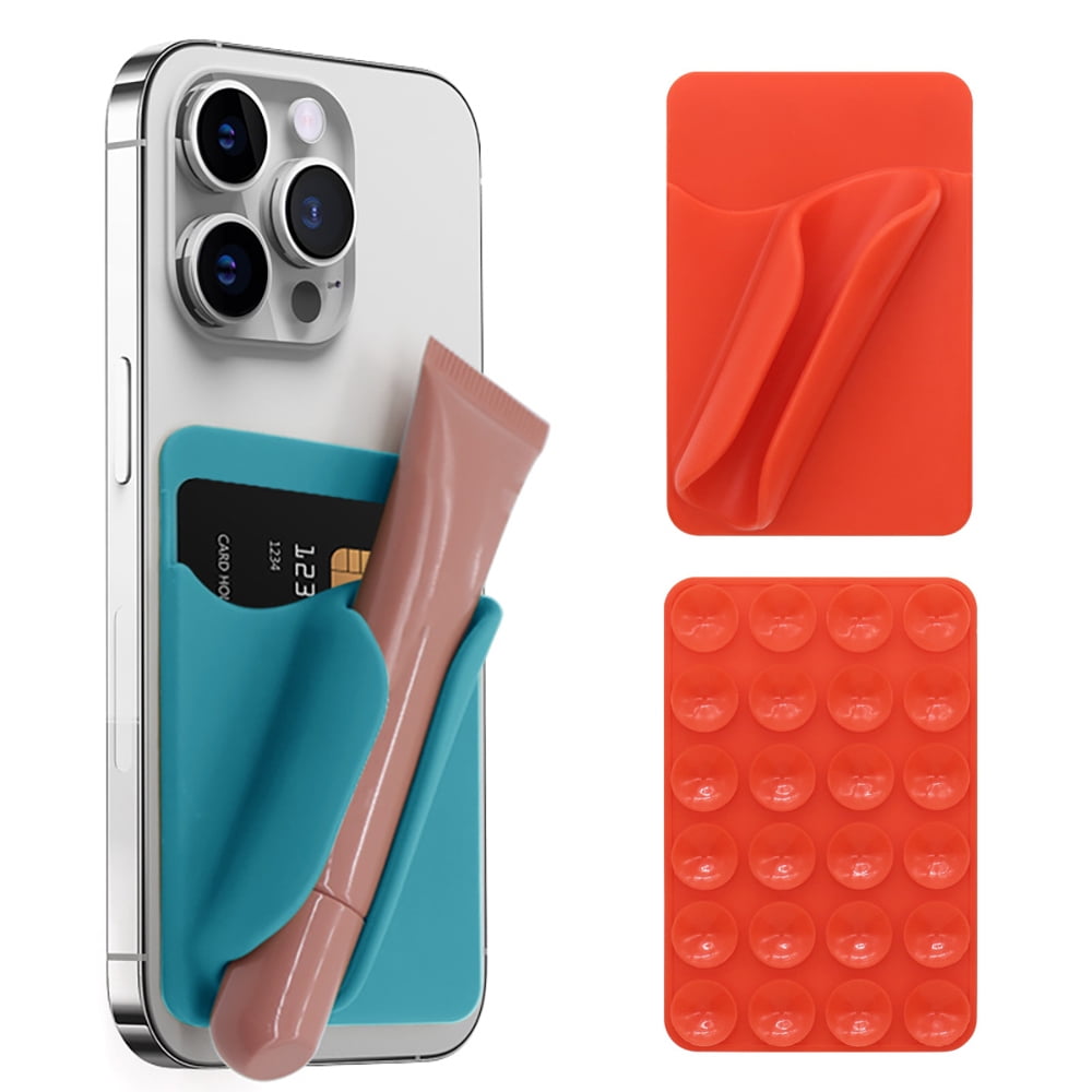 Genérico - Ventosa Tipo Silicona Labial Lip Glaze Funda Teléfono Móvil Soporte Teléfono Móvil Funda Protectora Soft Shell Funda Protectora Teléfono-naranja