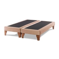 Importclick - Base Dividida Cama Europea 2 Plazas 150X190 Cm Beige Felpa
