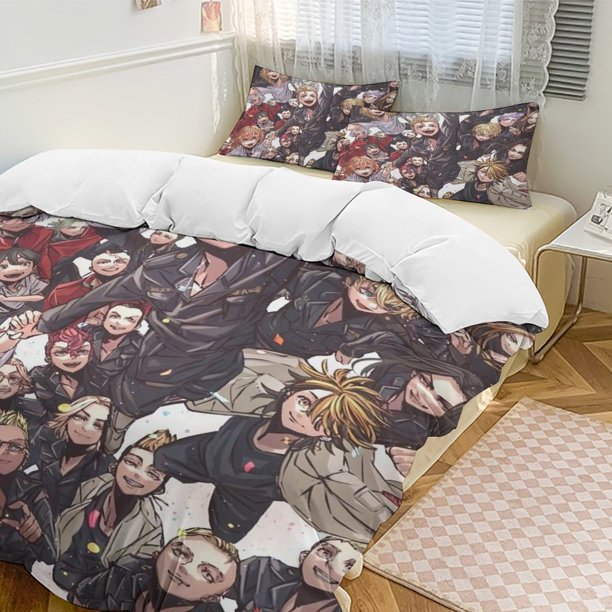 Tokyo Revengers Anime Home Bed 3-piece Set Classic Japanese Anime Polyester Wash Student Dormitory Set