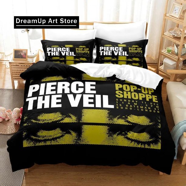 v527 Bed Sheets Pierce The Veil Logo Bedding Set Boys Girls Twin Queen King Size Duvet Cover Pillowcase Bed boys Adult Bedroom 3-Piece Bedding Set (1 Duvet Cover + 2 Pillow Shams) Bed Sheets ju527