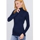 thumbnail image 3 of Saronite Camiseta Básica de Punto de Rayón con Cuello Alto y Manga Larga, Azul Marino (para Mujer), 3 of 4