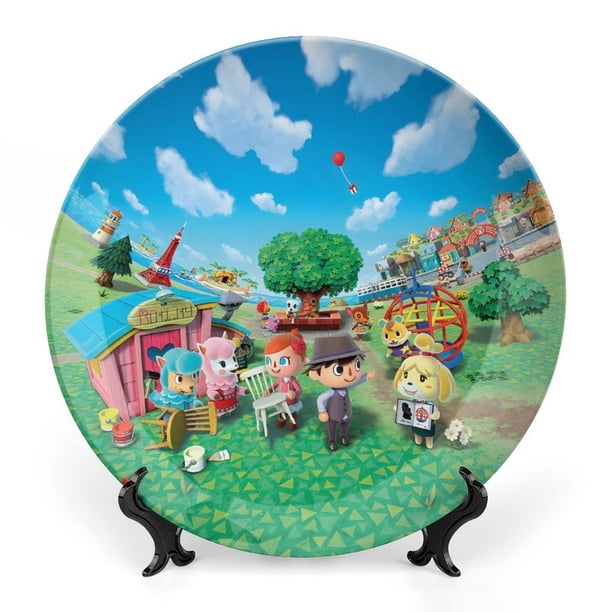 Animal Crossing Plato decorativo de porcelana fina (bone china), plato decorativo de cerámica para hogar, oficina, soporte de pared, platos decorativos para dormitorio - 6 pulgadas (15 cm)