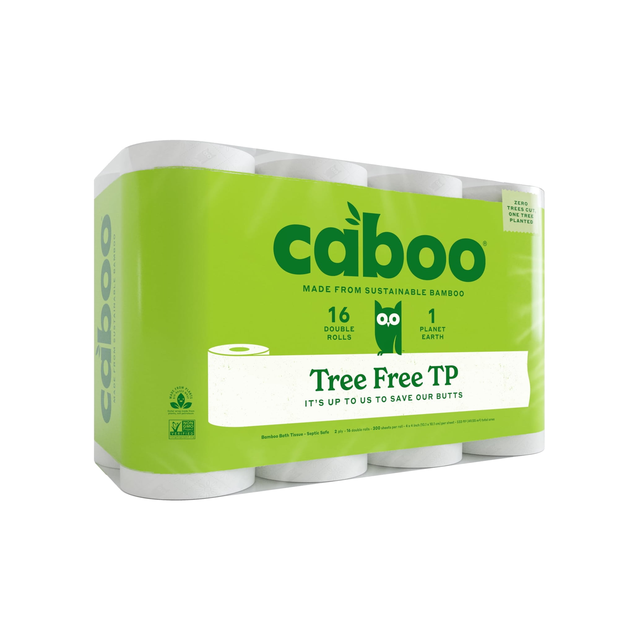 Papel Higiénico Caboo Tree Free, 2 Capas, 16 Rollos Dobles, 300 Hojas
