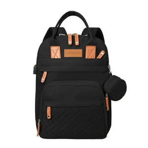 Mochila Pañalera Maternal Con Mudador Negra Lubabycas