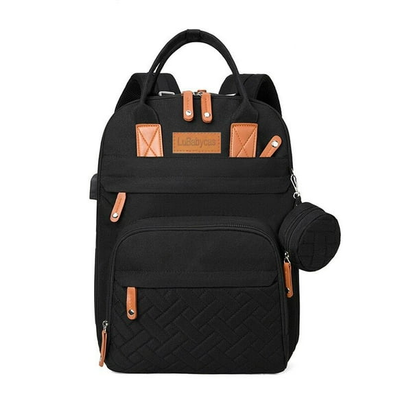 Mochila Pañalera Maternal Con Mudador Negra LuBabycas
