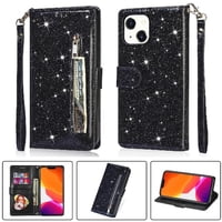 Foxdock - Funda Para Elegante Funda Iphone 14 Plus Glitter Con Cremallera-Ideal Para El Uso Diario