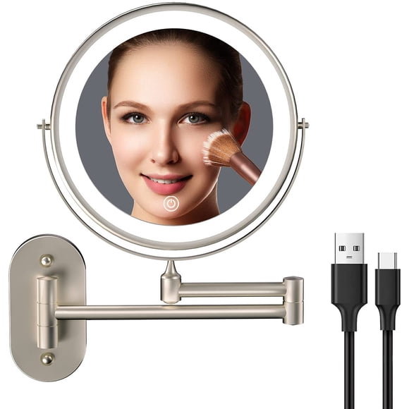 Espejo de maquillaje FUNTOUCH recargable de 8 pulgadas 1X/10X
