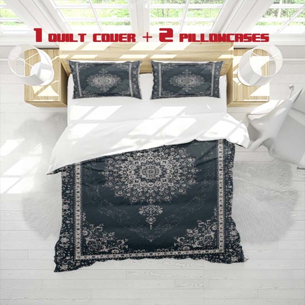 3pcs Persian Retro Style Printed Three Piece Bedding Set Soft Quilt Cover And Two Pillowcases