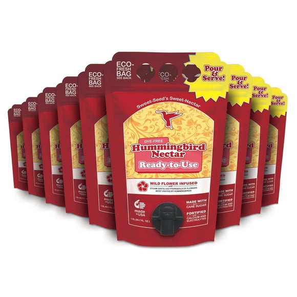 Néctar para colibríes Sweet-Seed, dulce de caña, 1,5 L, listo para usar, paquete de 9