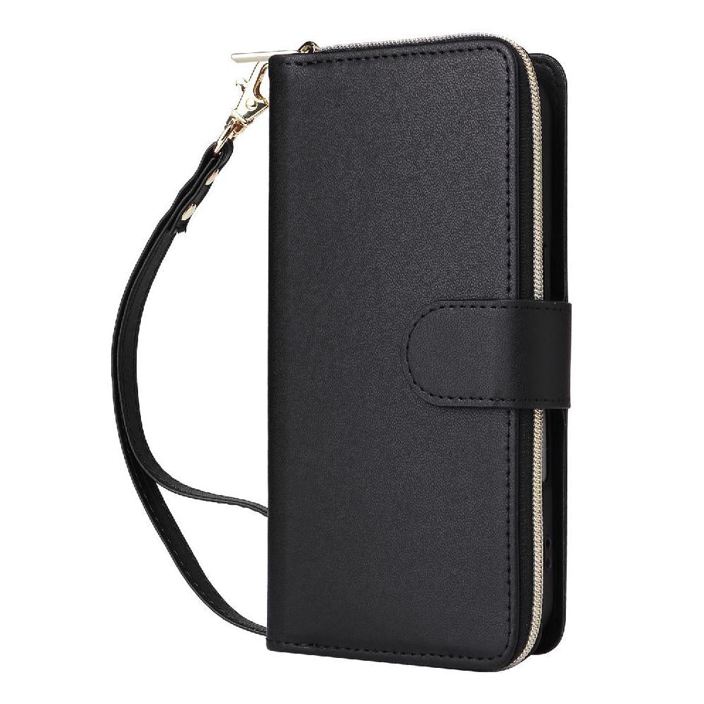 Foxdock - Funda Cartera Con Cremallera Y Correa Para Samsung Galaxy A53 5g Soporte Y Tarjetero Negro