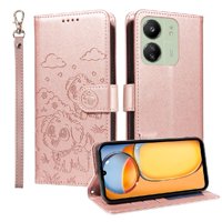 Funda Billetera Foxdock Compatible Con Xiaomi Poco C65, Diseño Perrito Tierno, Ranuras Para Tarjetas Y Soporte Plegable