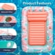 thumbnail image 3 of Tumbona hinchable para broncearse, tamaño grande, con portavasos, color rosa, 3 of 6