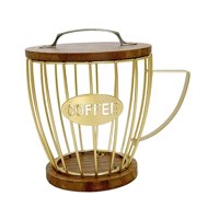Magideal - Contenedor Para Cápsulas De Café, Cesta Metálica Resistente De Gran Capacidad, Soporte Para Cápsulas De Café Para Encimera, Mostrador De Cocina Y Escr Oro Con Tapa